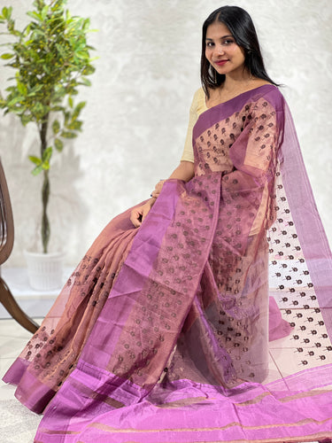 Thread Embroidered Semi Organza Saree | YNG457