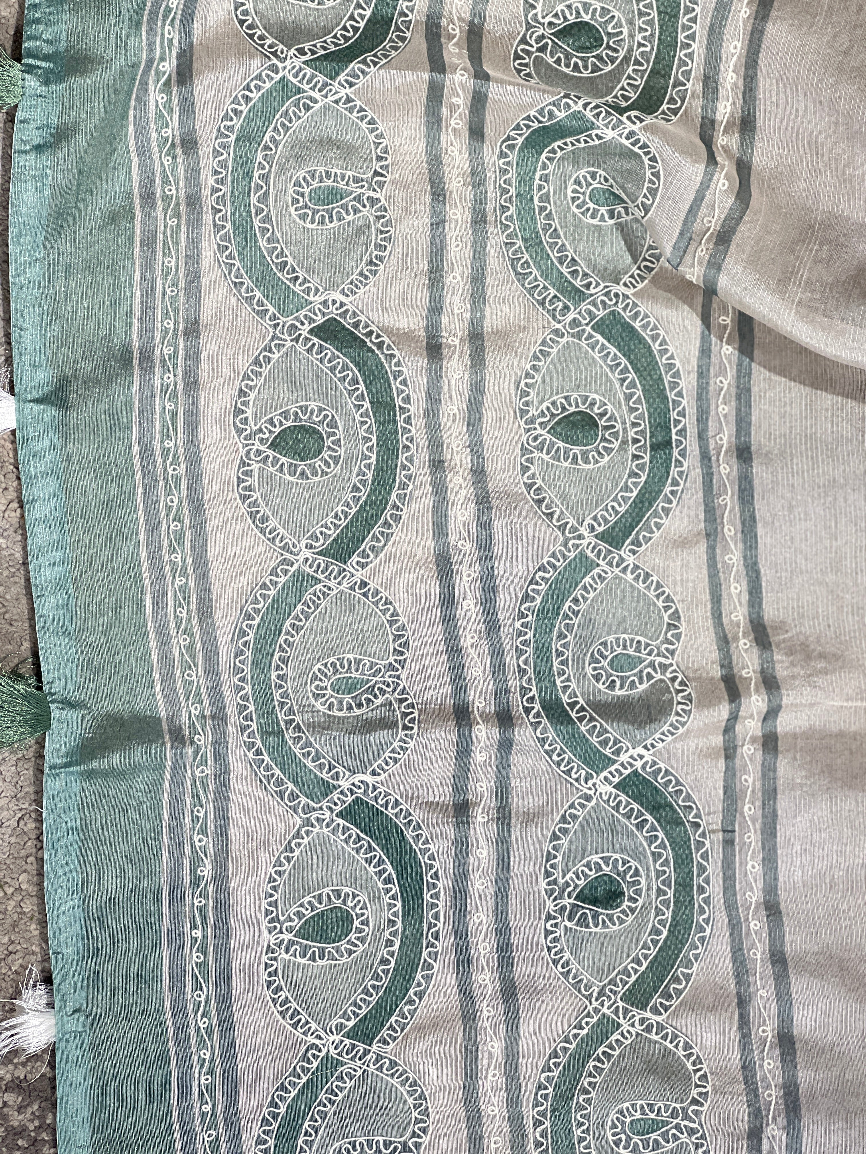 Digital Print With Embroidery Highlighted Organza Saree | BLD1165
