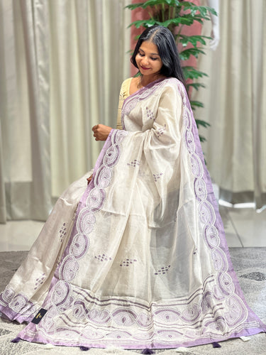 Digital Print With Embroidery Highlighted Organza Saree | BLD1168
