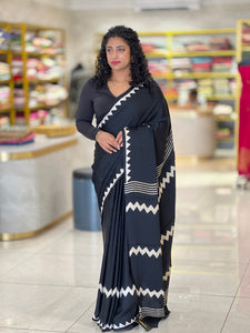 Zigzag Print Patterned Modal Silk Saree | JKL535