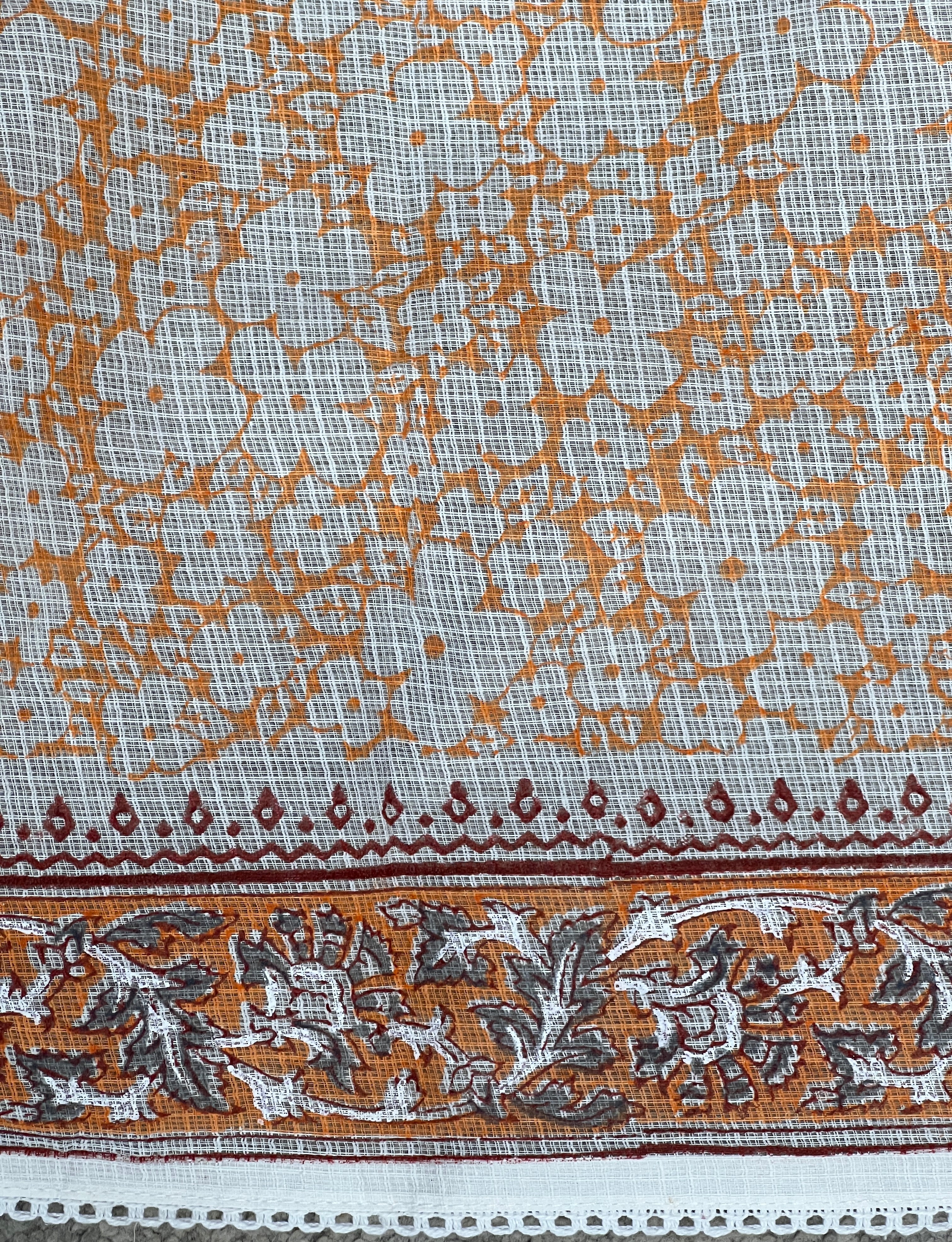 Paisley Printed Muga Check Organza Saree | PF1222