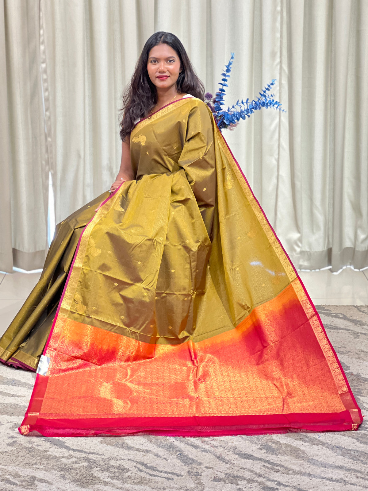 Peacock Motifs Semi Soft Silk Saree | NAC105