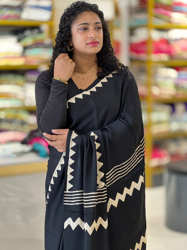 Zigzag Print Patterned Modal Silk Saree | JKL535
