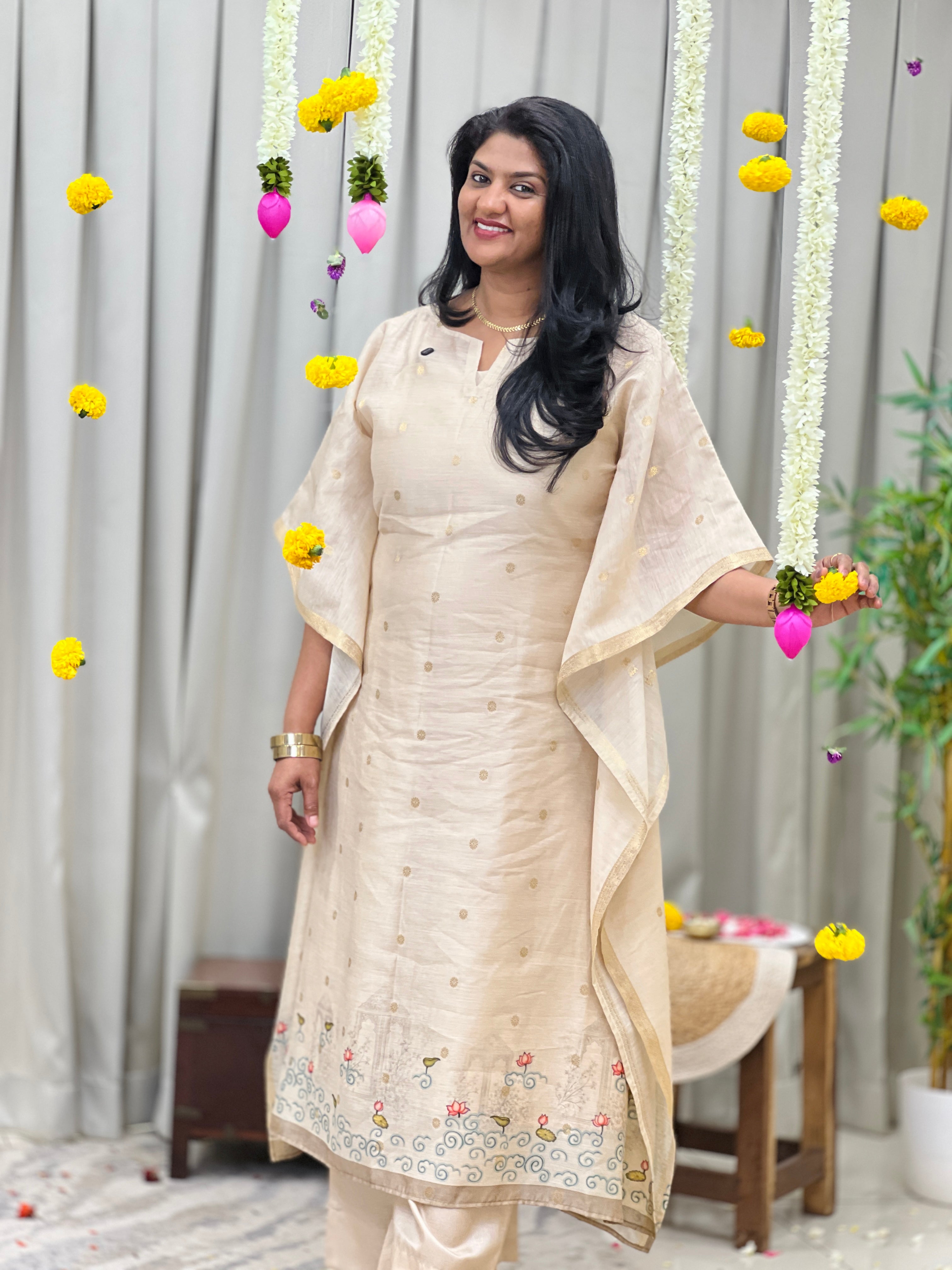 Digital Printed Chanderi Kaftan (Un Stitched ) | SSN540
