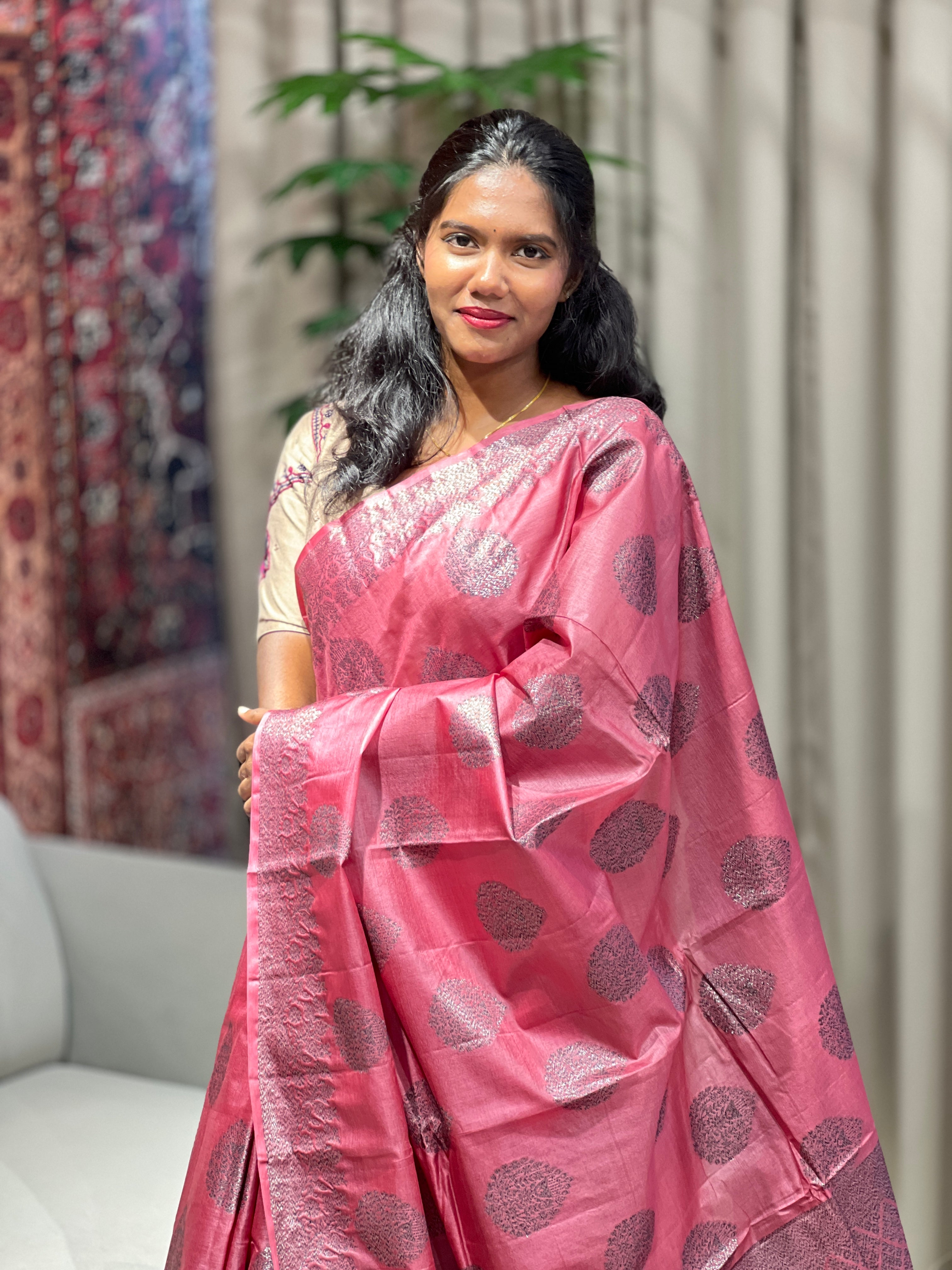 Scattered Buta Detailed Tussar Banarasi Saree | YNG624
