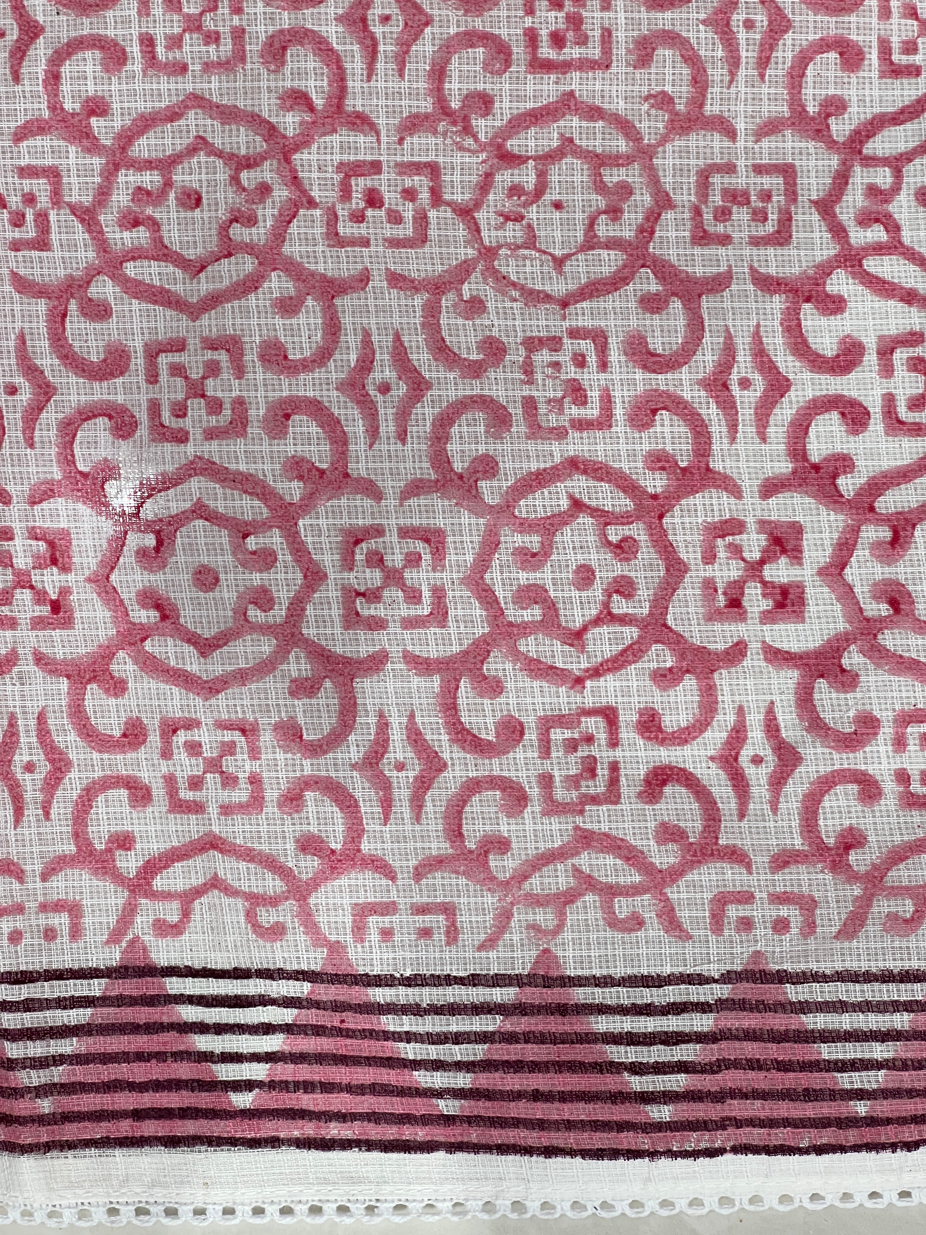 Block Printed Muga Check Organza Saree | PF1214