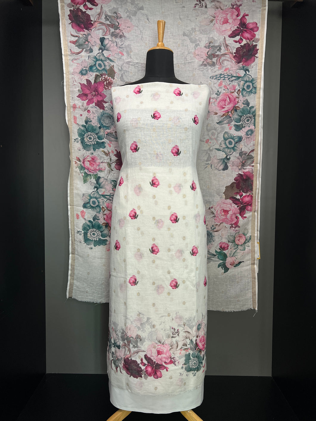 Floral Digital Printed Pure Linen Salwar Set | HE134