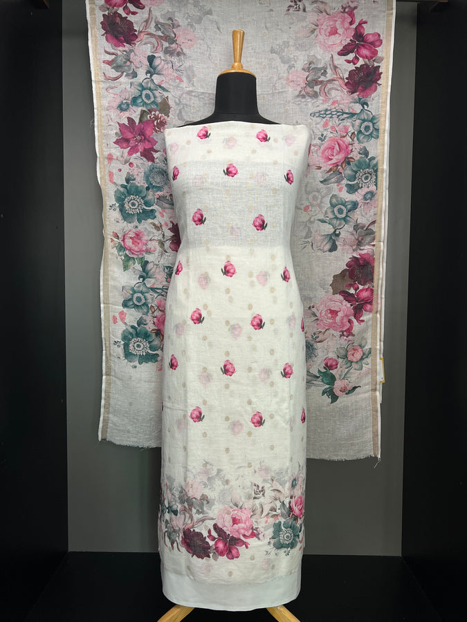 Floral Digital Printed Pure Linen Salwar Set | HE134
