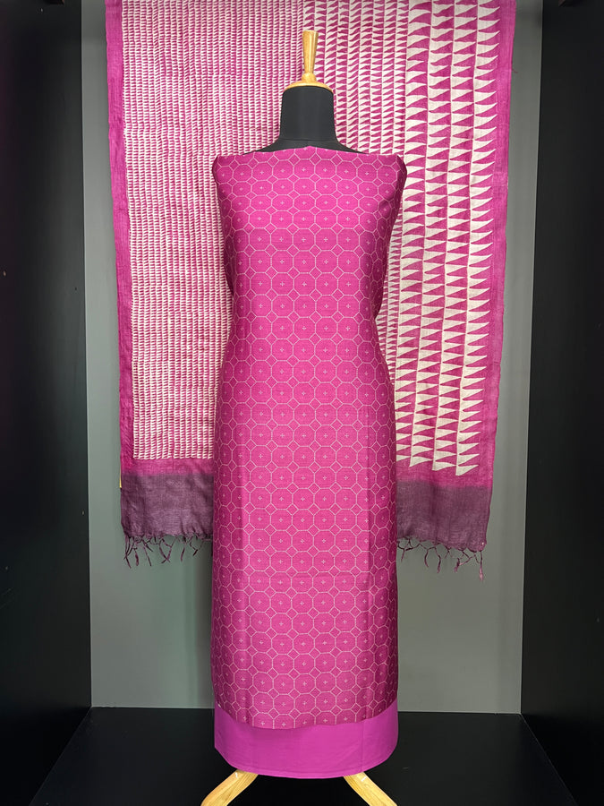 Digital Printed Pure Tussar Salwar Set | HE212