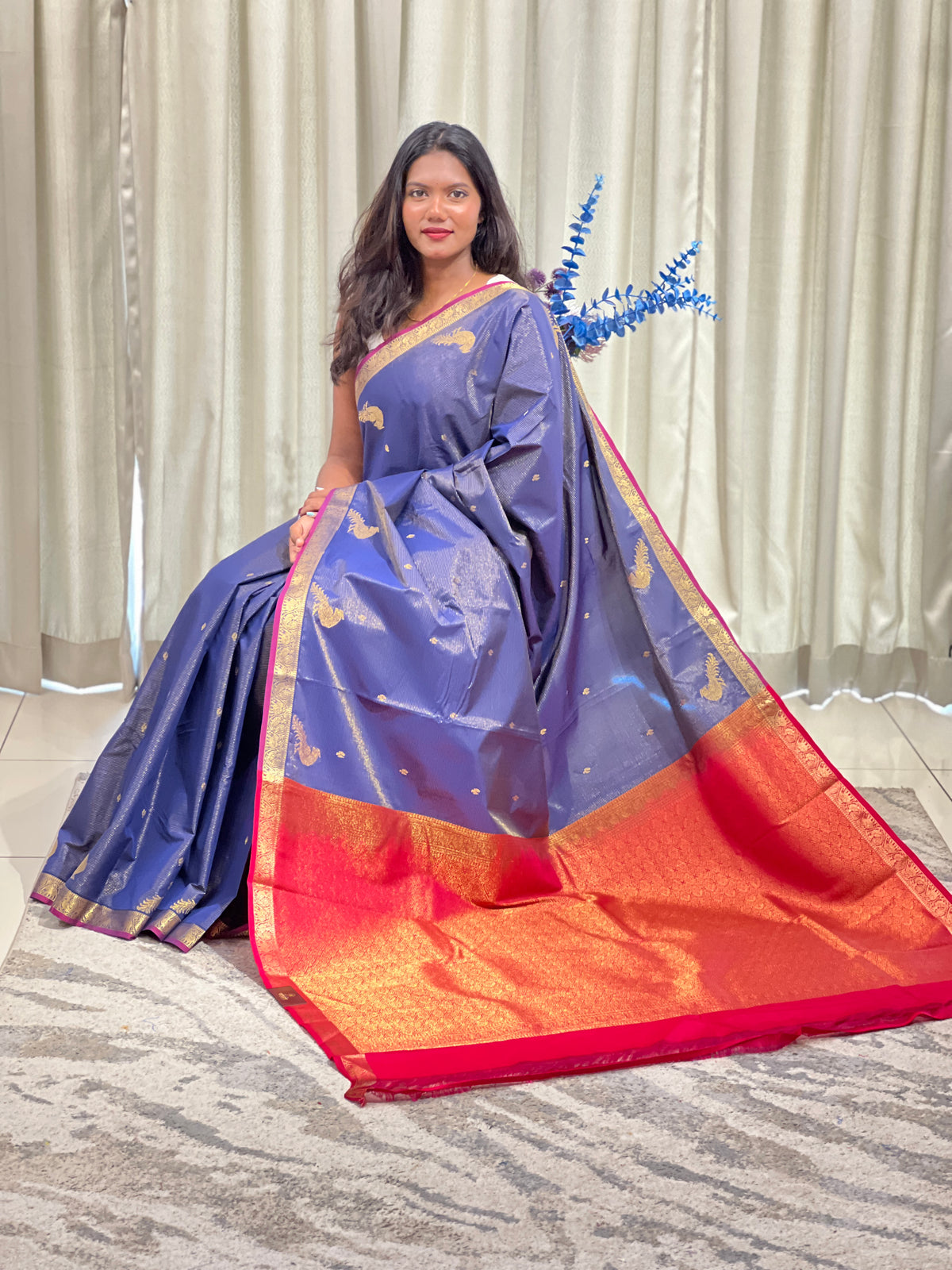 Peacock Motifs Semi Soft Silk Saree | NAC102