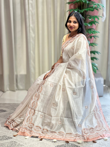 Digital Print With Embroidery Highlighted Organza Saree | BLD1108