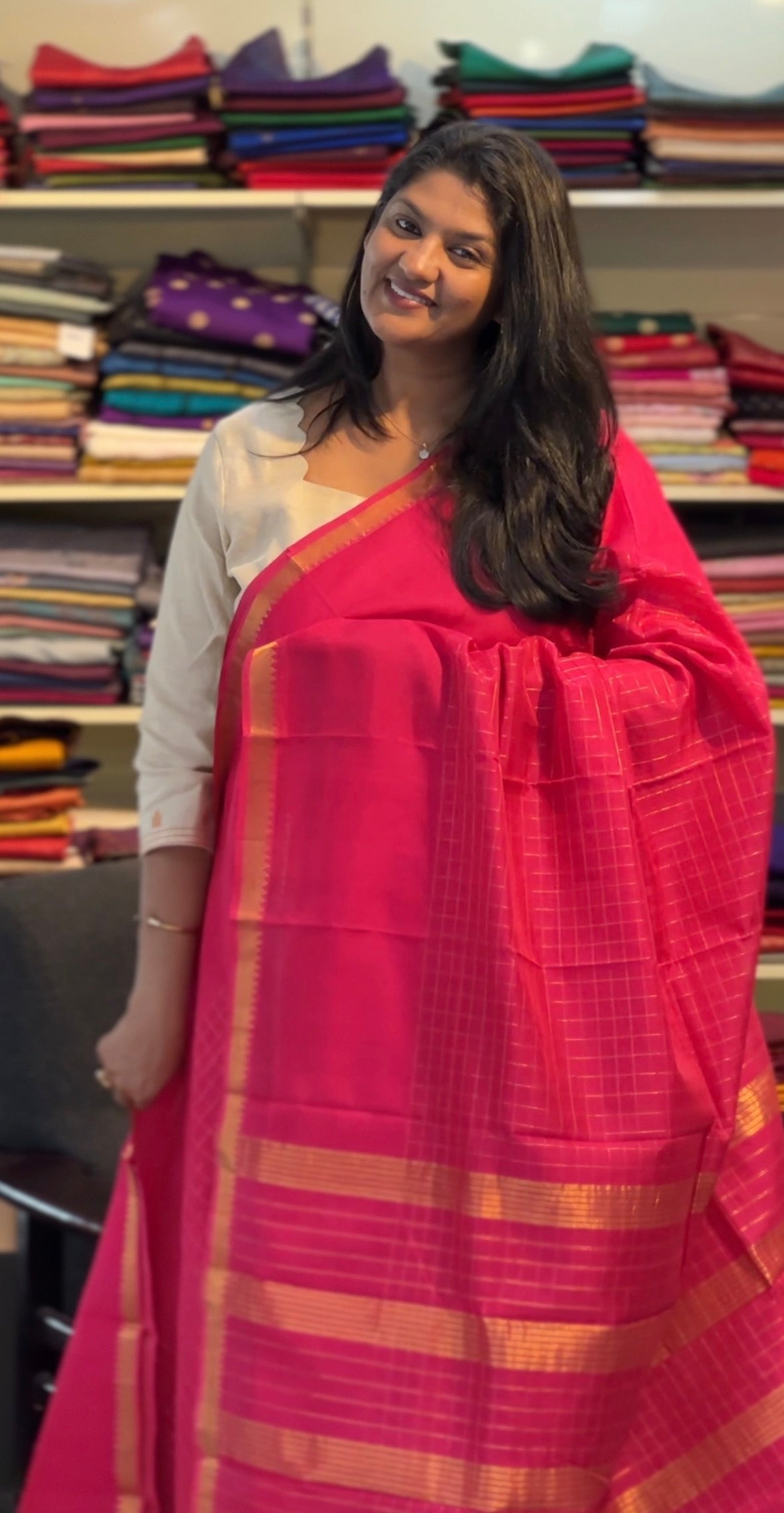 Mangalgiri Border Detailed Cotton Silk Saree | AYD216