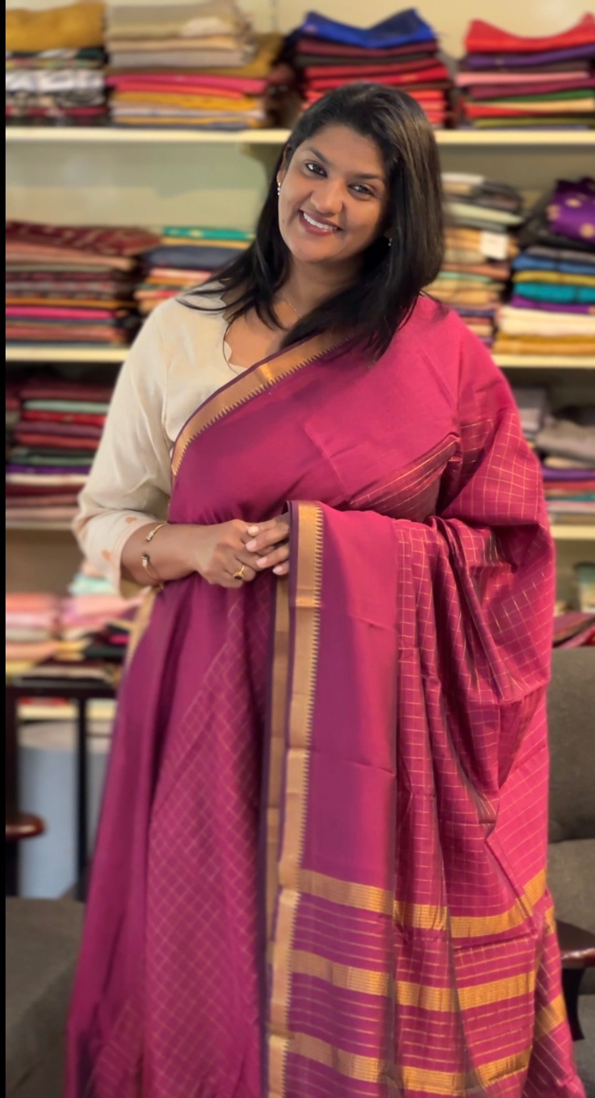 Mangalgiri Border Detailed Cotton Silk Saree | AYD217