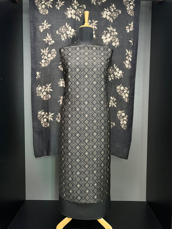 Bandhini Print Detailed Pure Tussar Salwar Set | HE215
