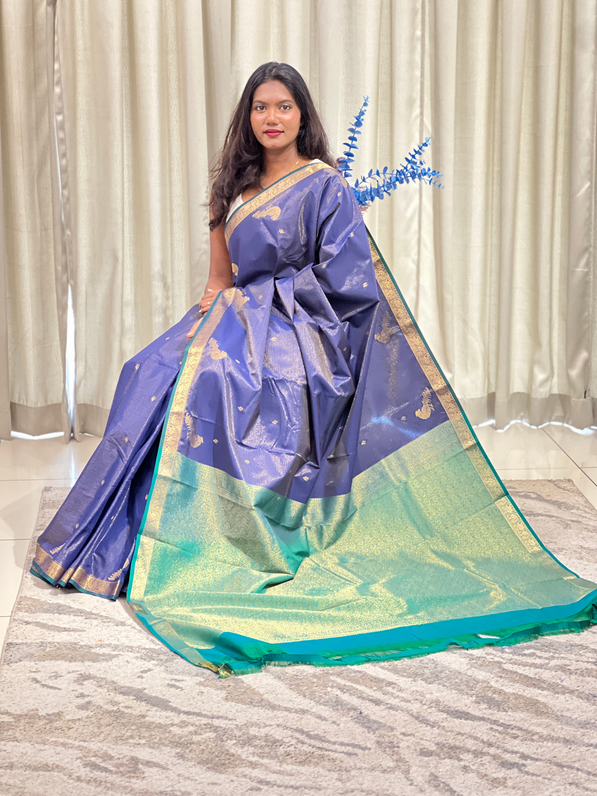 Peacock Motifs Semi Soft Silk Saree | NAC104