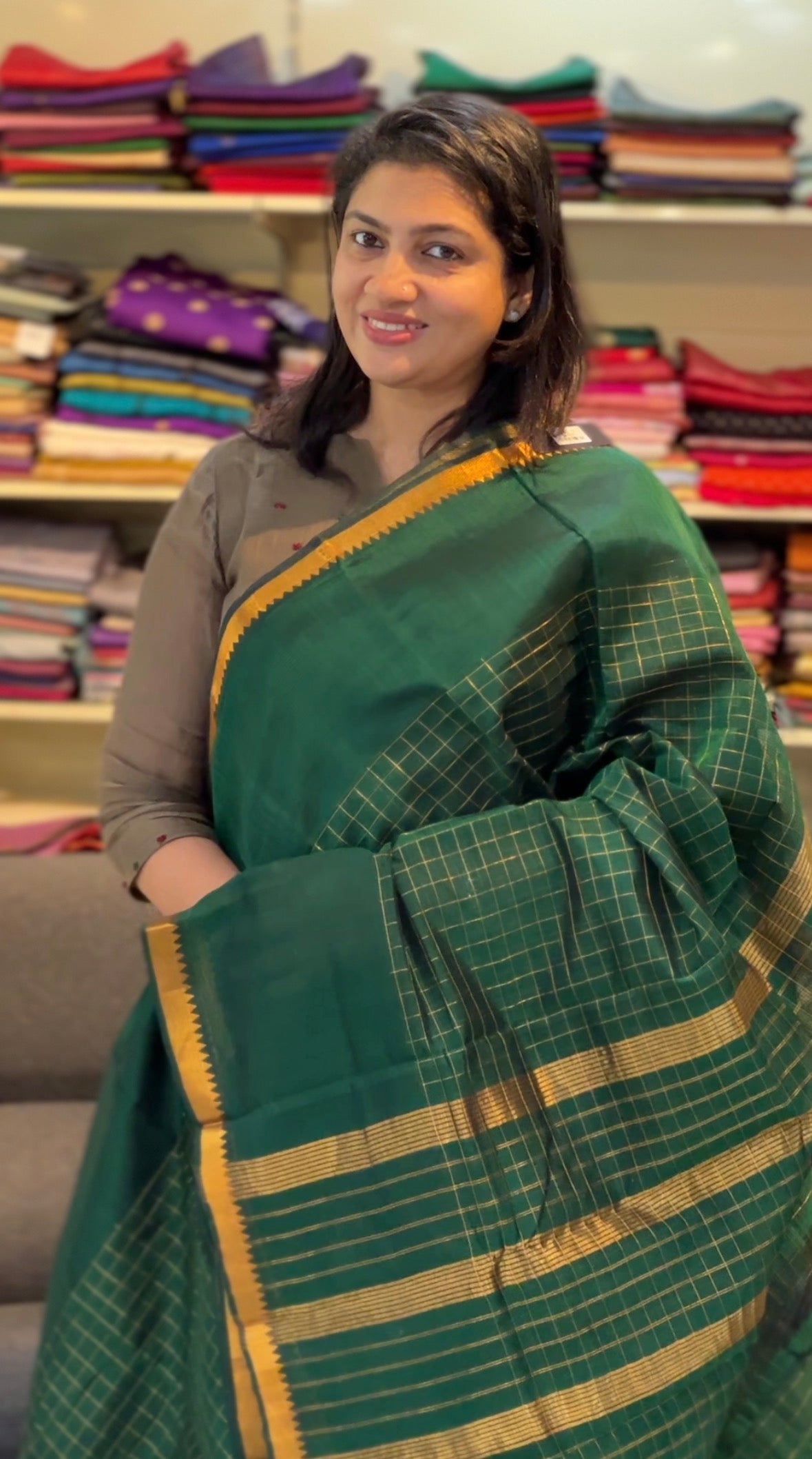 Mangalgiri Border Detailed Cotton Silk Saree | AYD218