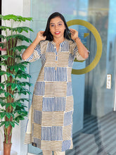 Geometric Print Detailed Cotton Kurta | RMLA103