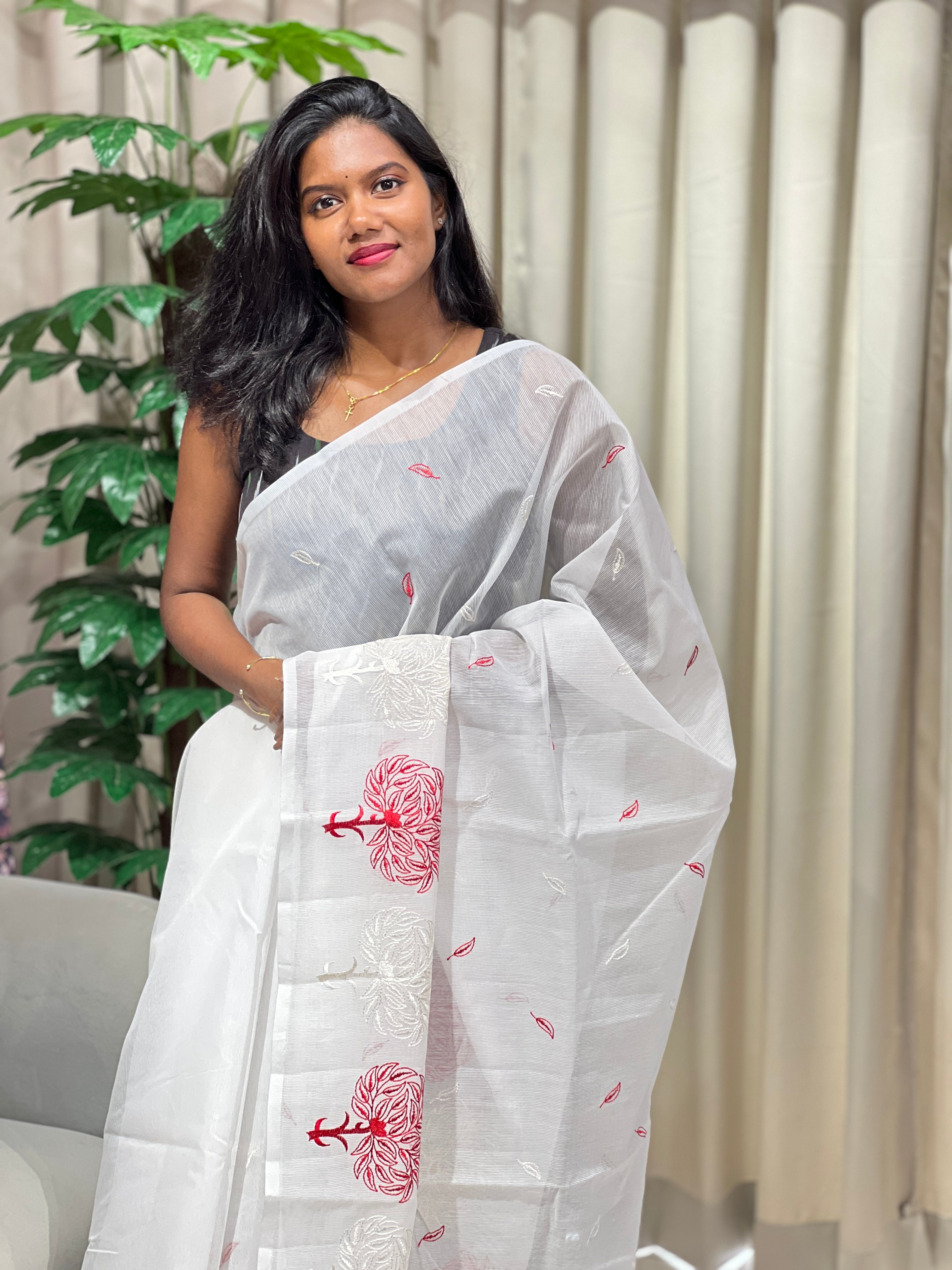 Machine Embroidery Detailed Kota Saree | PF1196