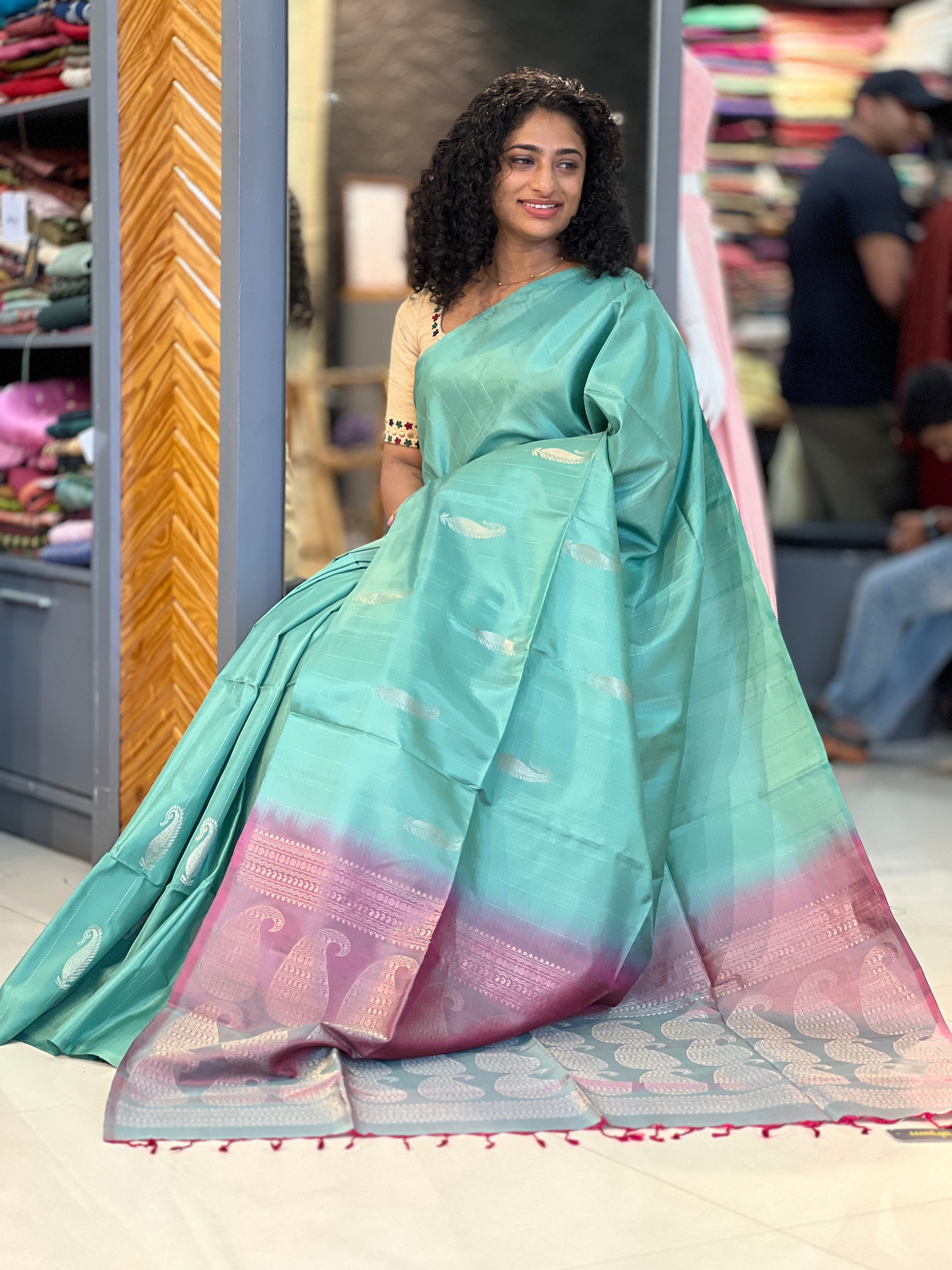 Paisley Weaving Pure Silk Saree | KTS160