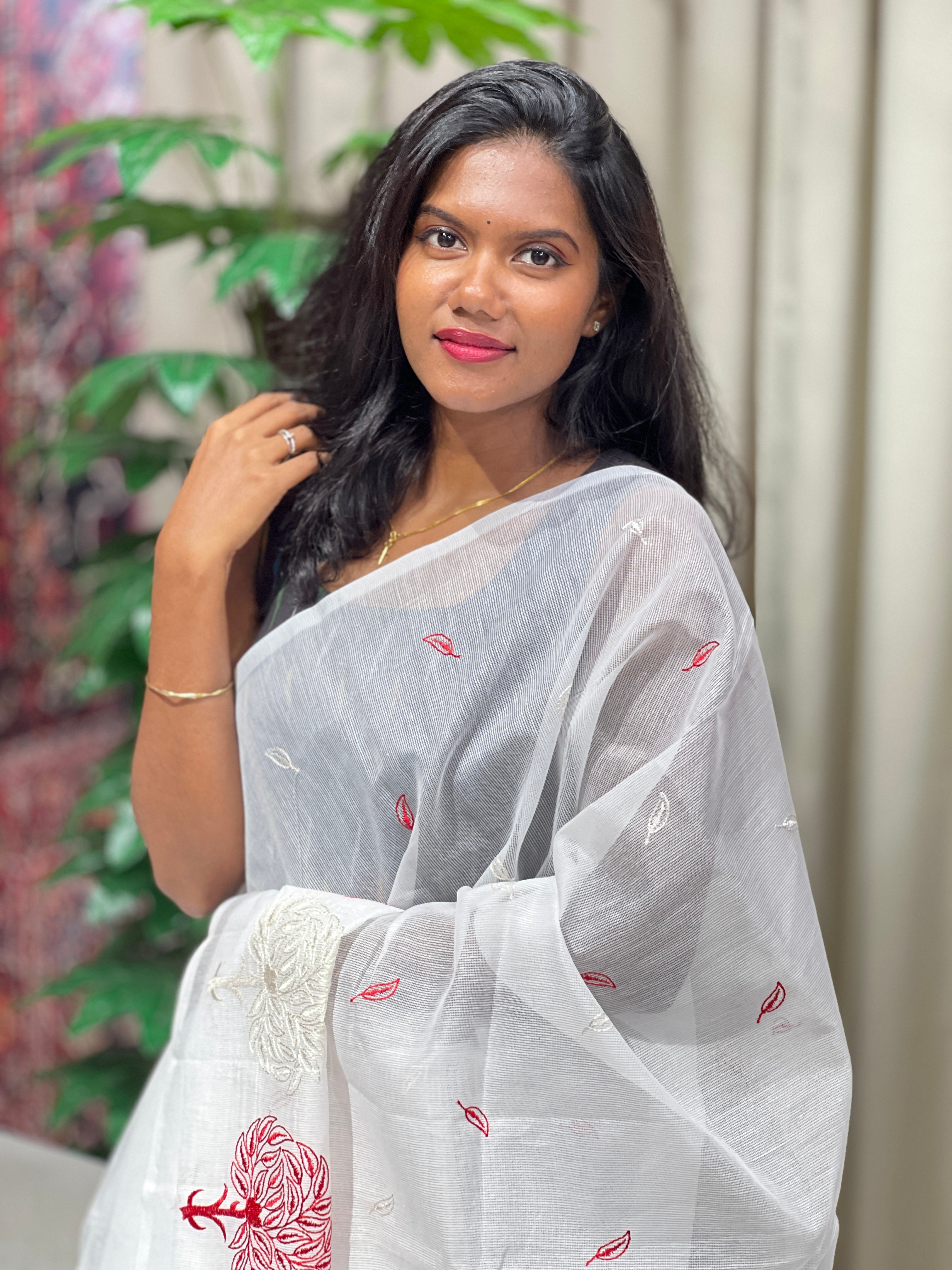 Machine Embroidery Detailed Kota Saree | PF1196