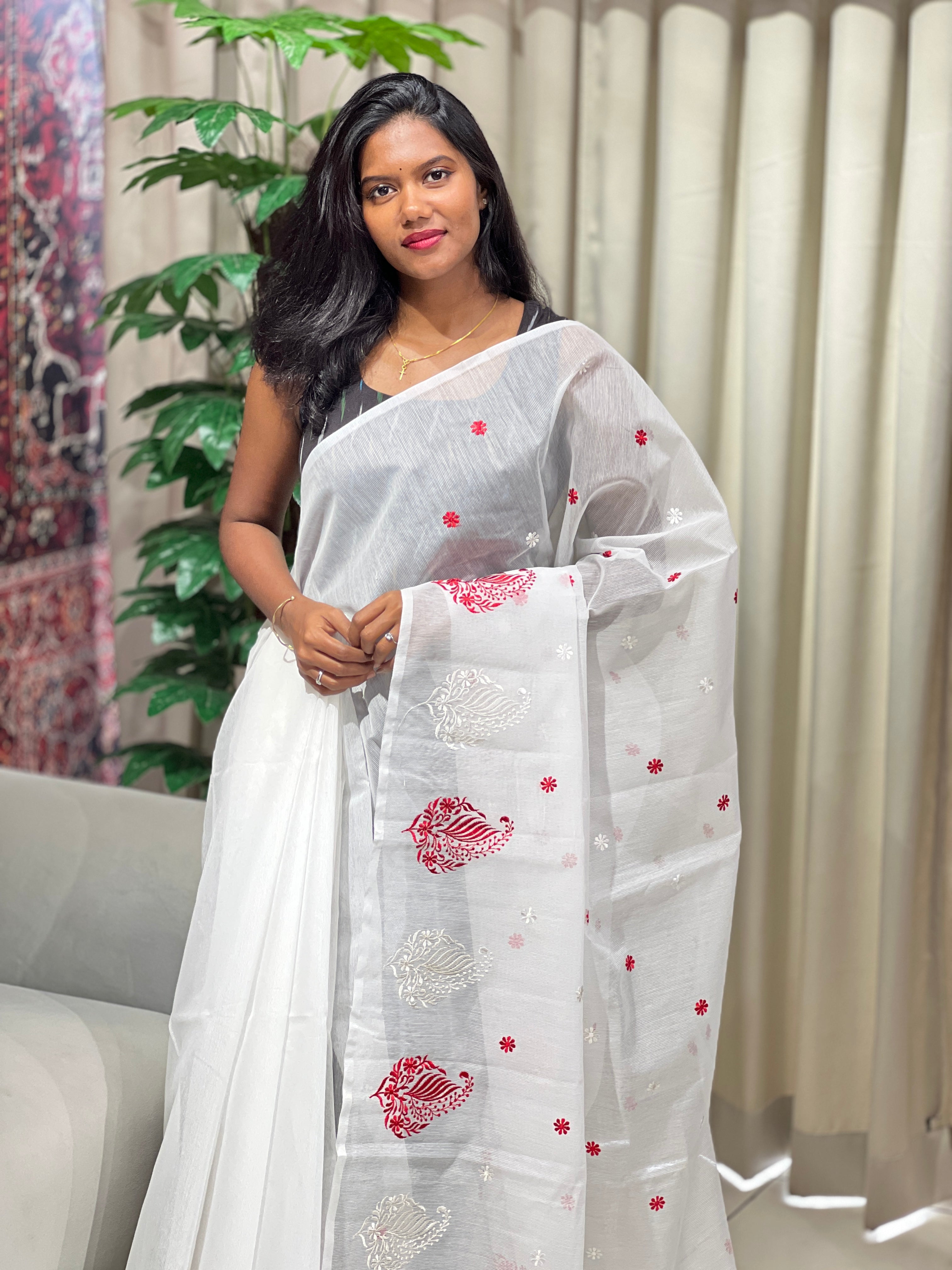 Machine Embroidery Detailed Kota Saree | PF1197