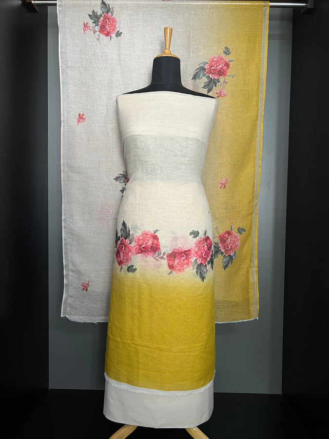 Floral Digital Printed Pure Linen Salwar Set |  HE138