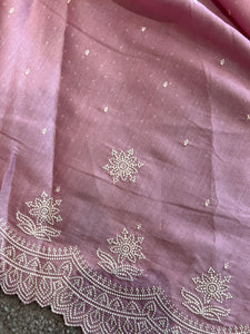 Point Embroidered Dola Silk Saree | SUN249