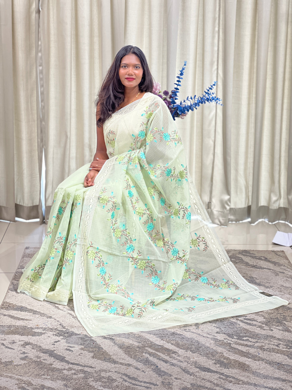 Cross Stitch Pattern Silky Kota Saree | ASE104