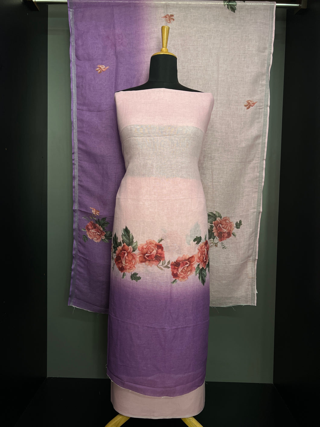 Floral Digital Printed Pure Linen Salwar Set | HE136