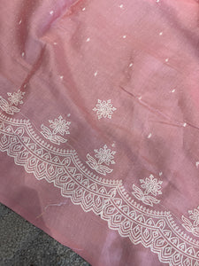 Point Embroidered Dola Silk Saree | SUN247