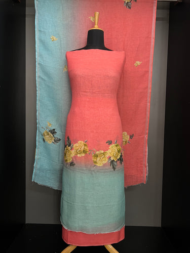 Floral Digital Printed Pure Linen Salwar Set | HE137