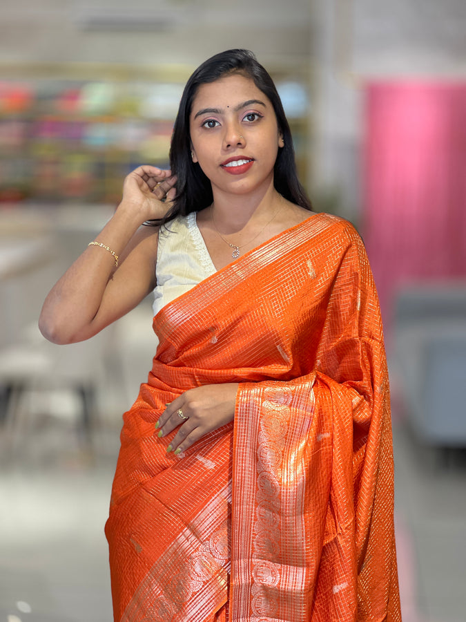 Zari Check With Buta Weaved Banarasi Silk Saree | NN366
