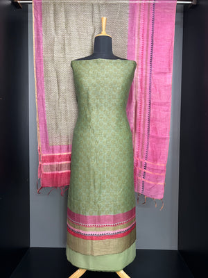 Print Patterned Pure Tussar Salwar Set | HE217