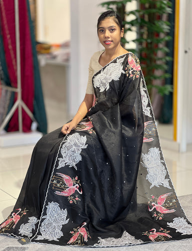 Embroidered Shimmer Organza Saree | SUN216