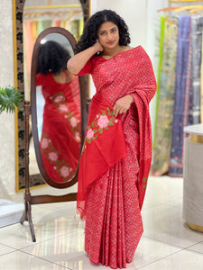 Geometrical Weaving Bhagalpuri Linen Saree | NHH223