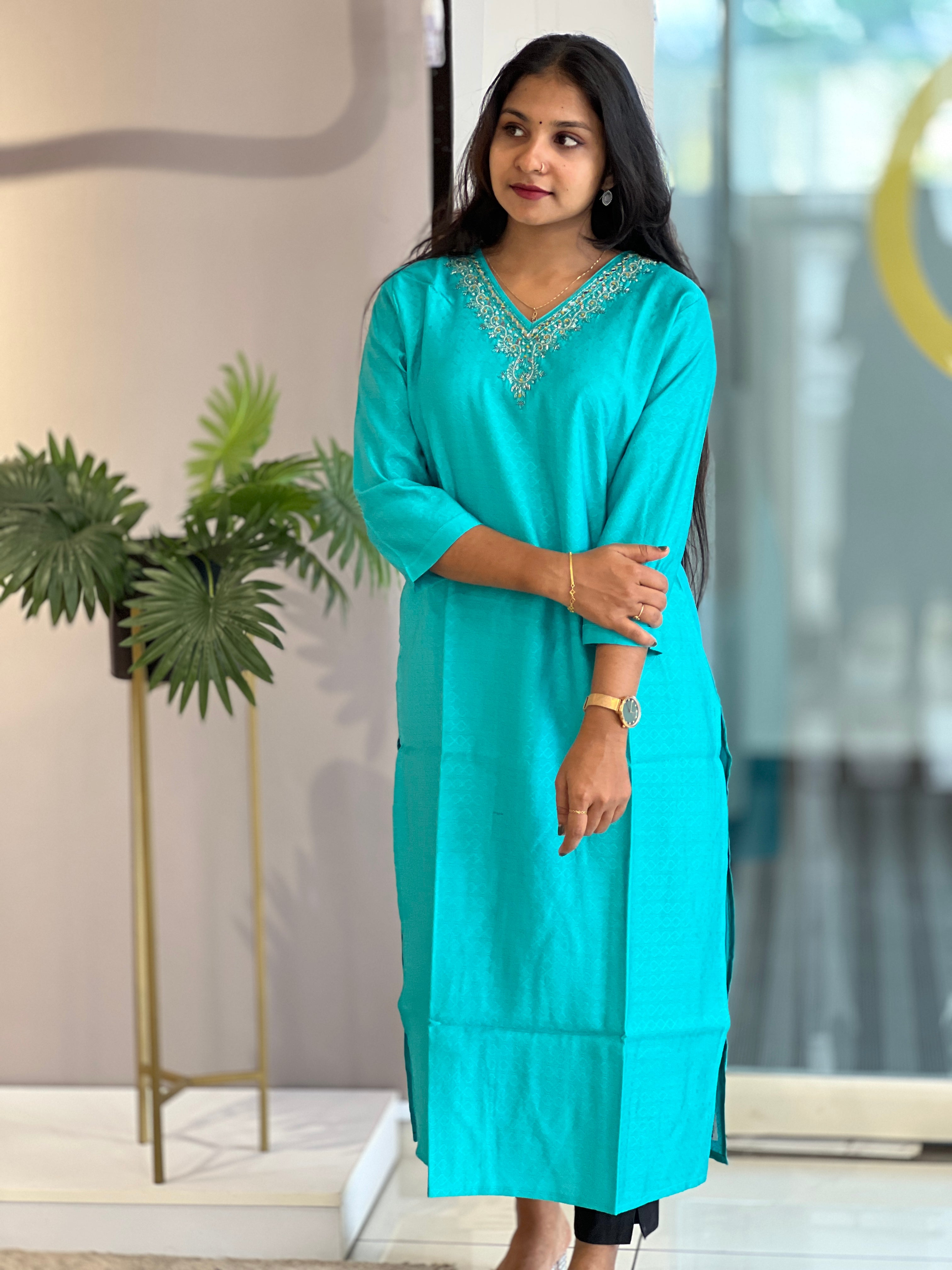Embroidery Rayon Cotton Blended Kurta | YOC156