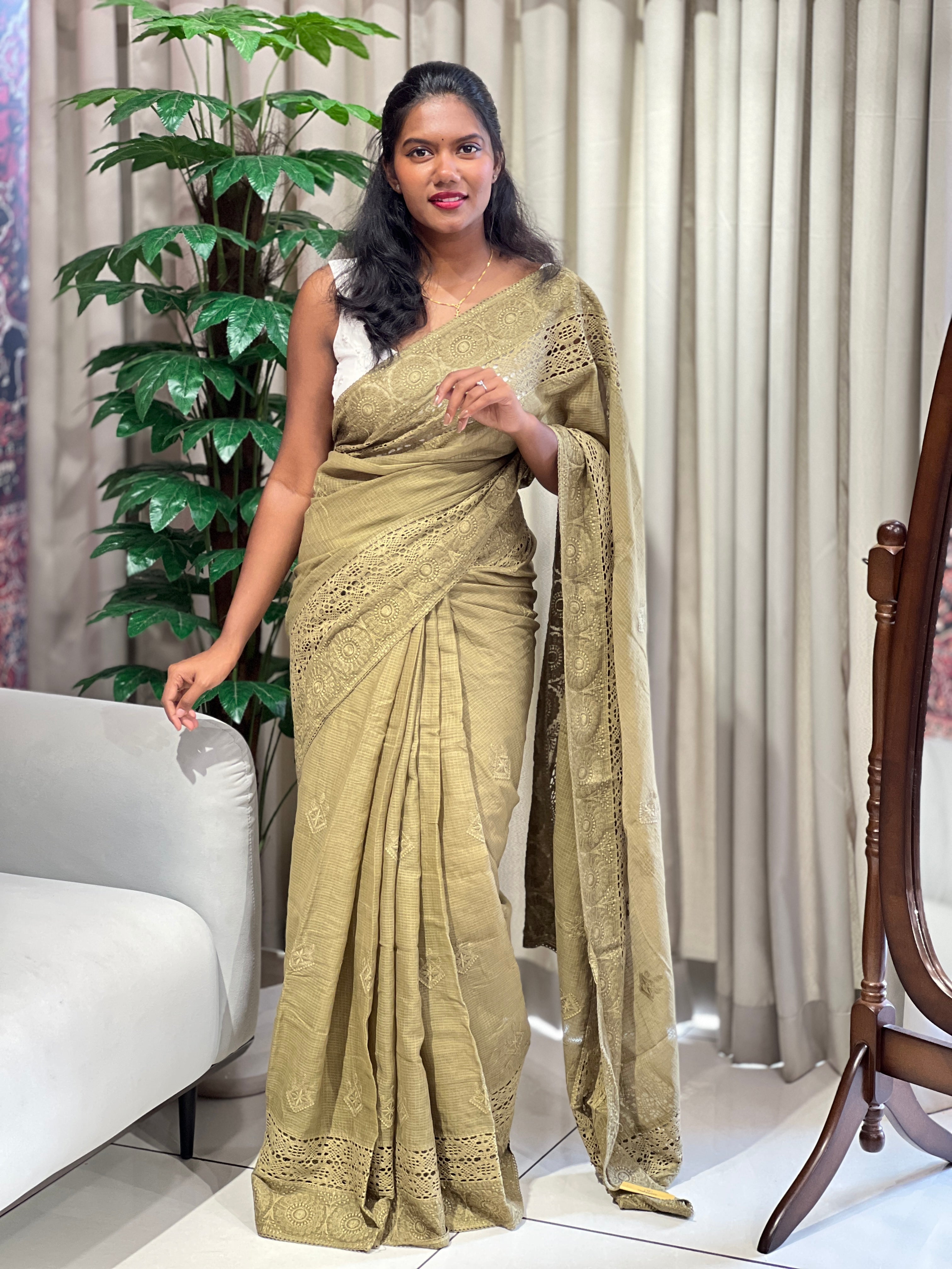 Machine Embroidery Detailed Kota Saree | PF1205