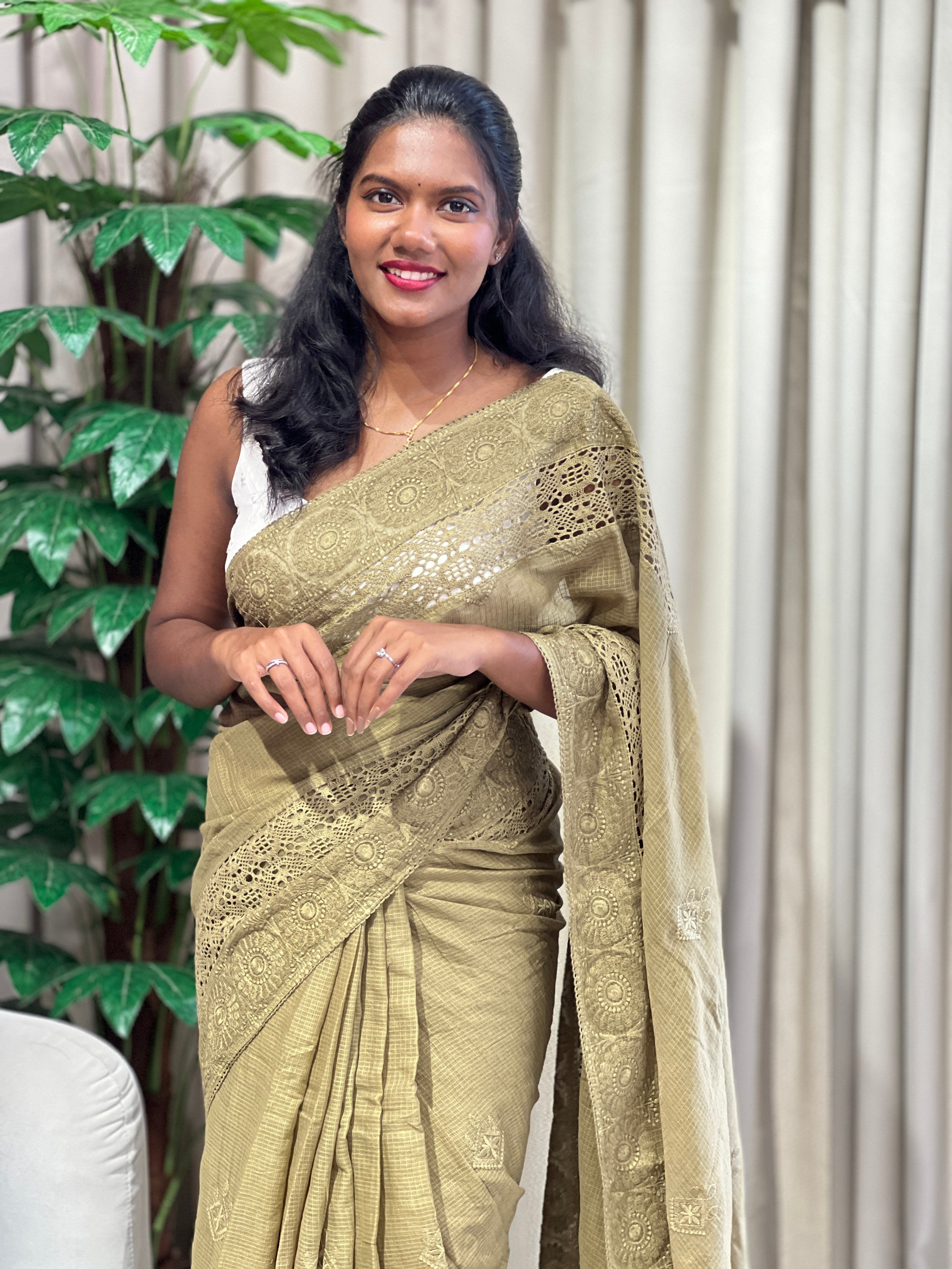 Machine Embroidery Detailed Kota Saree | PF1205