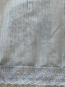 Foil Paint Highlight With Embroidery Detailed Cotton Linen Saree | VDA138