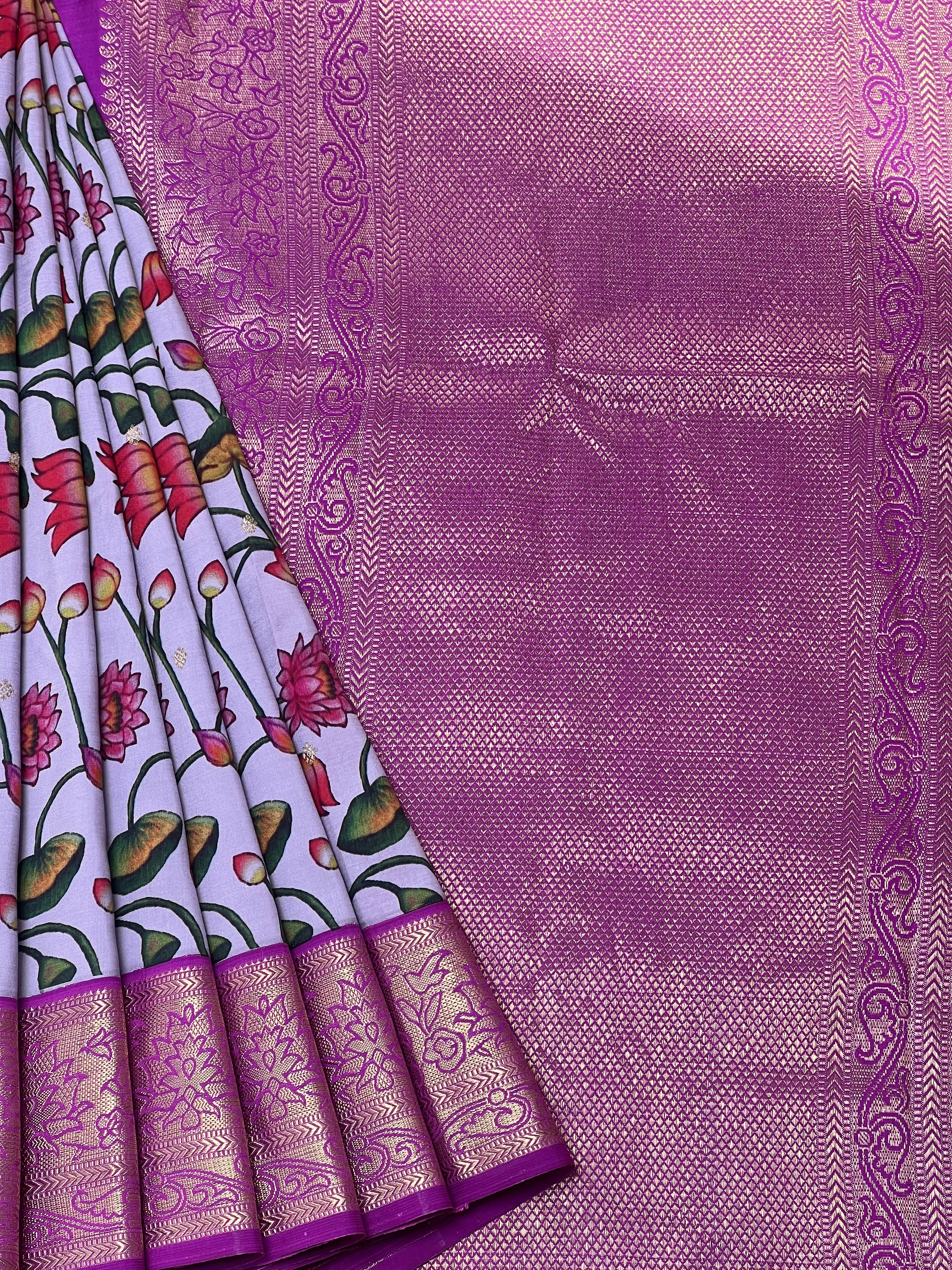 Digital Printed Kanchipuram Saree With Traditional Border | AK116