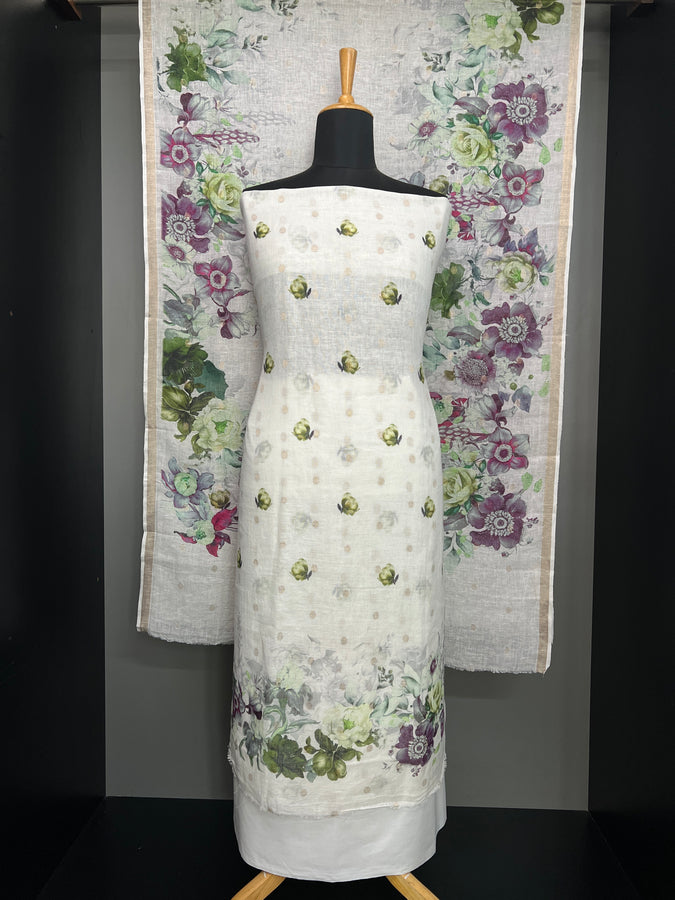 Floral Digital Printed Pure Linen Salwar Set | HE132