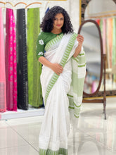 Temple Border Detailed Bhagalpuri Linen Saree | NHH246