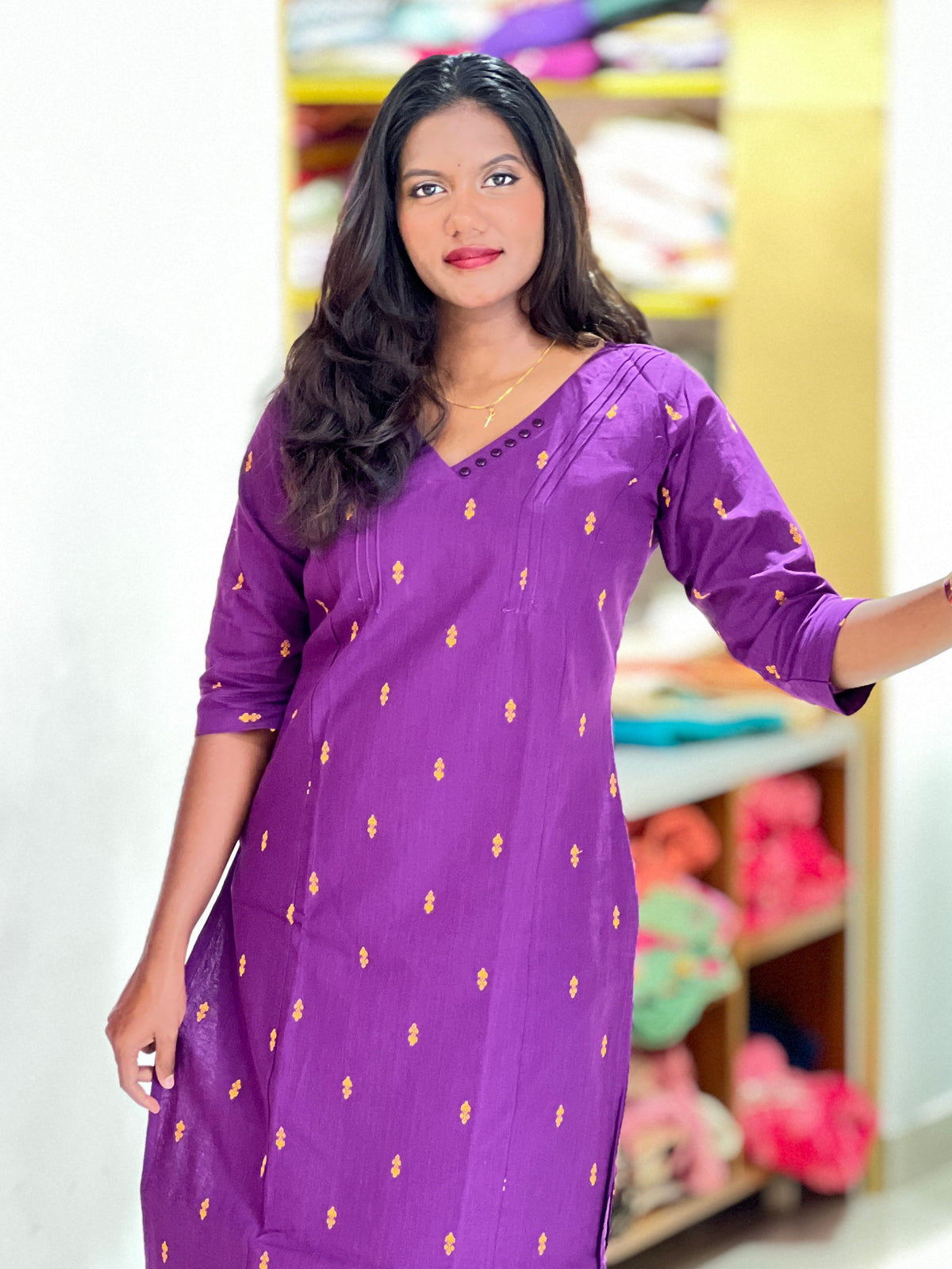 Thread Weaved Pattern Cotton  Kurta Set | MSN306
