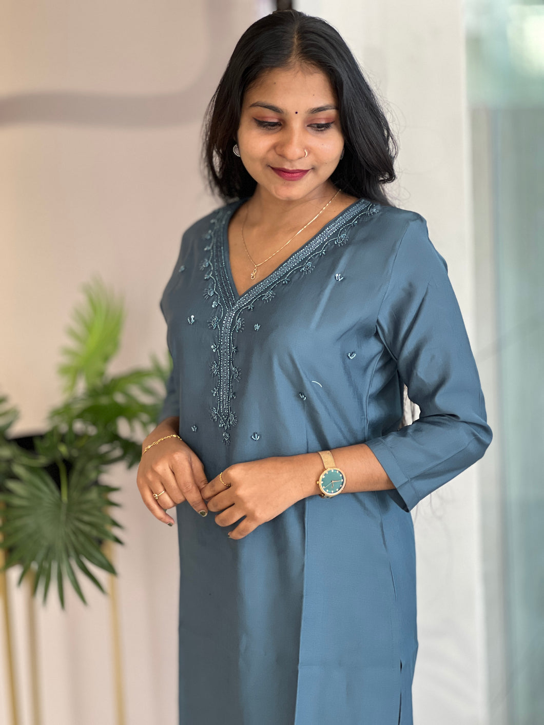 Embroidery Rayon Cotton Blended Kurta | YOC163