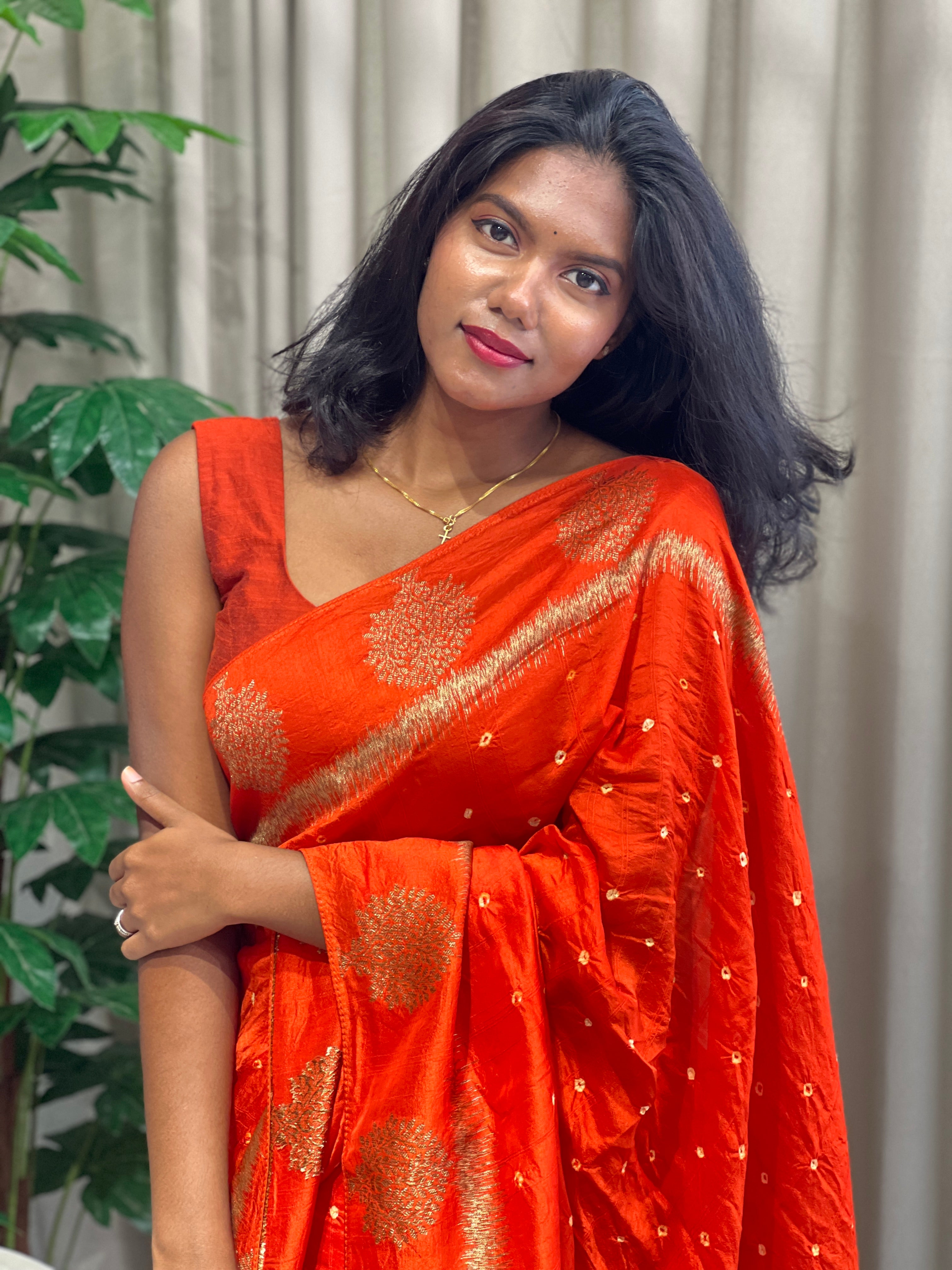 Bandhani Tie & Dye Patterned Banarasi Silk Saree | YNG654