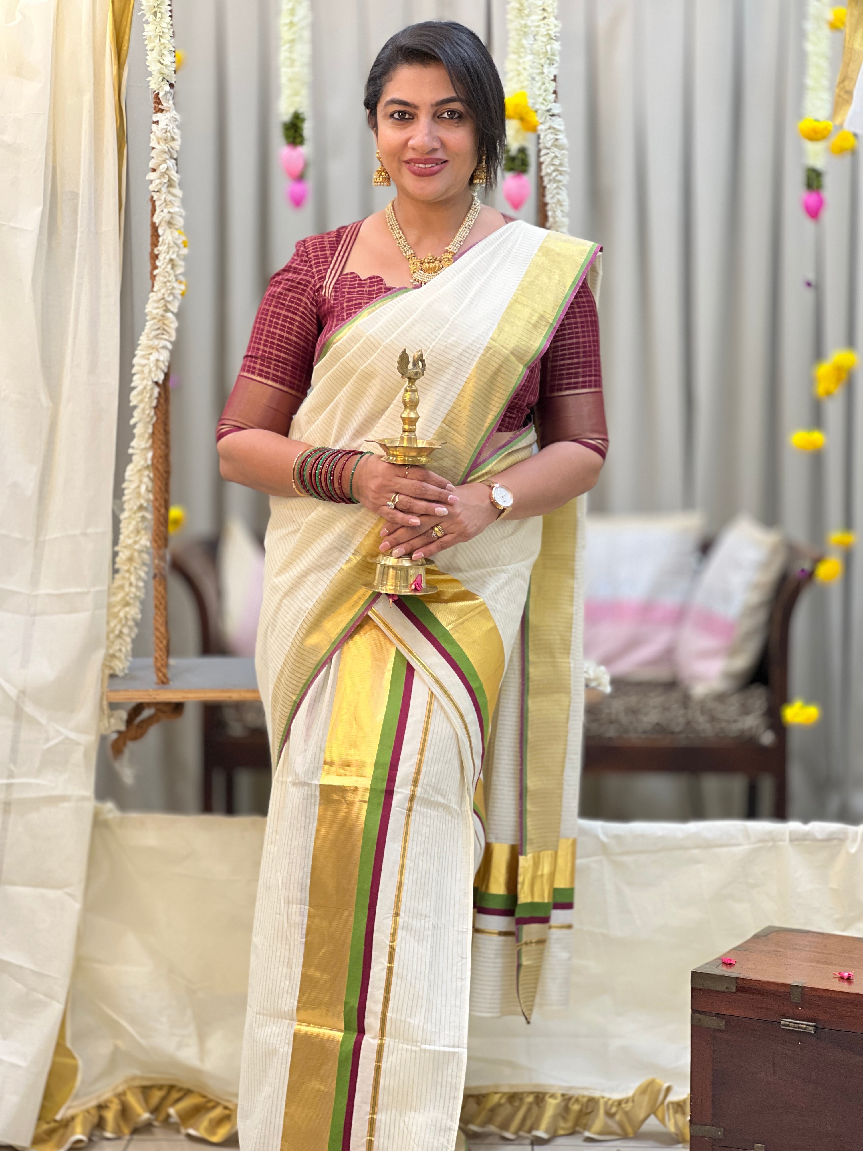Double Border Pattern Kerala Cotton Set Mundu | GAT564