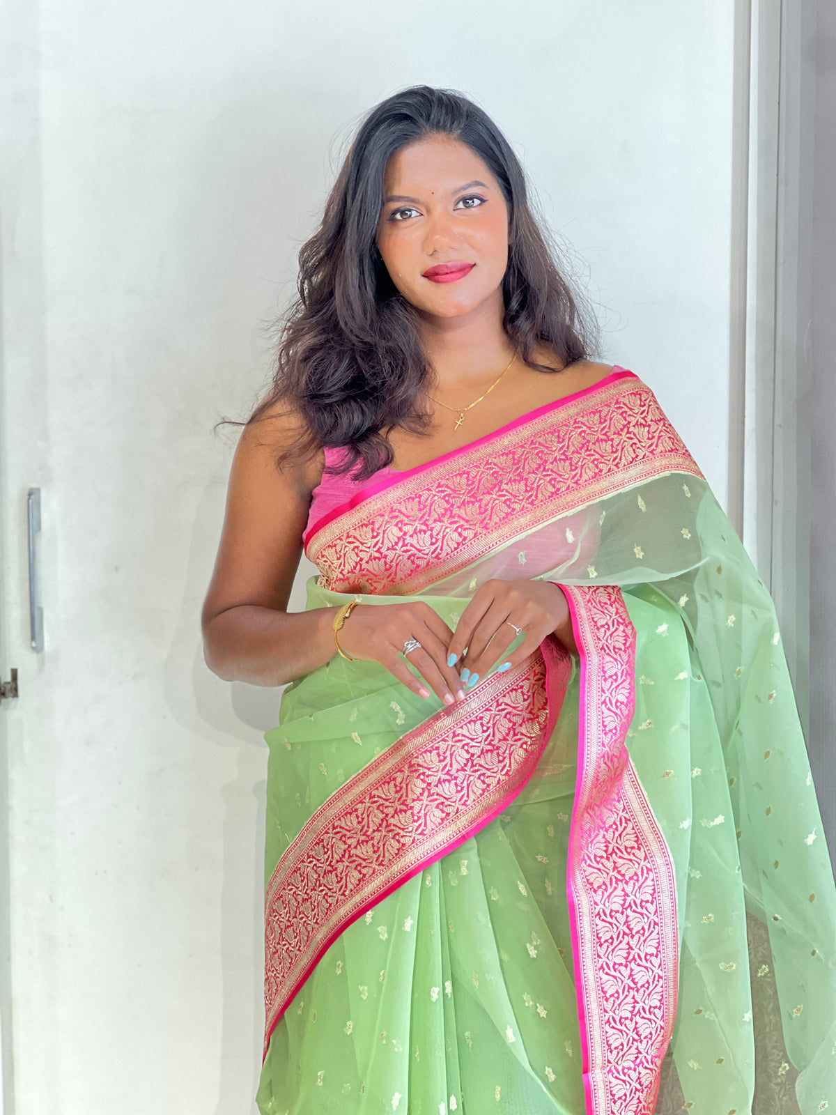 Banarasi Border Pattern Organza Saree | AHD2012