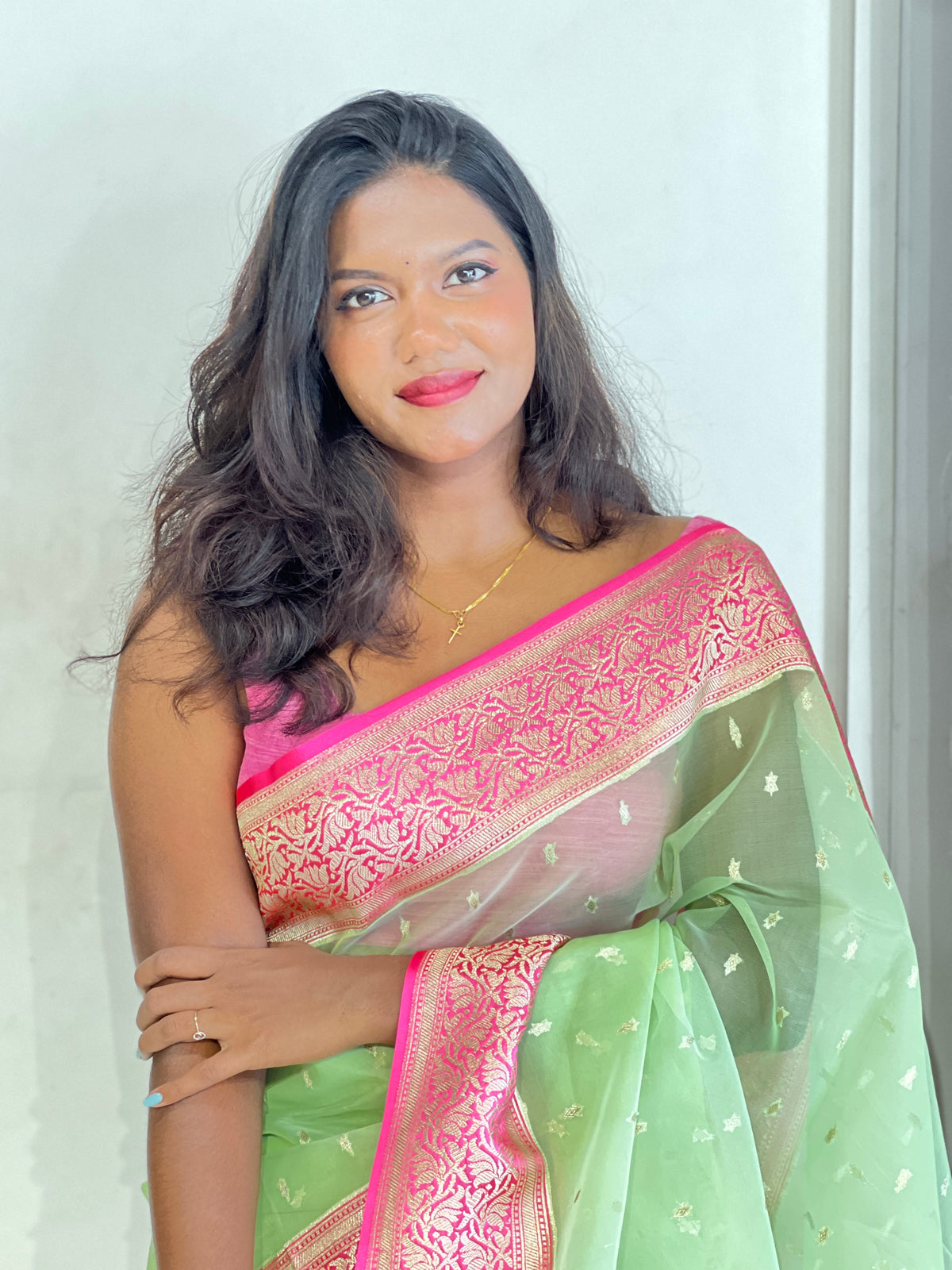 Banarasi Border Pattern Organza Saree | AHD2012
