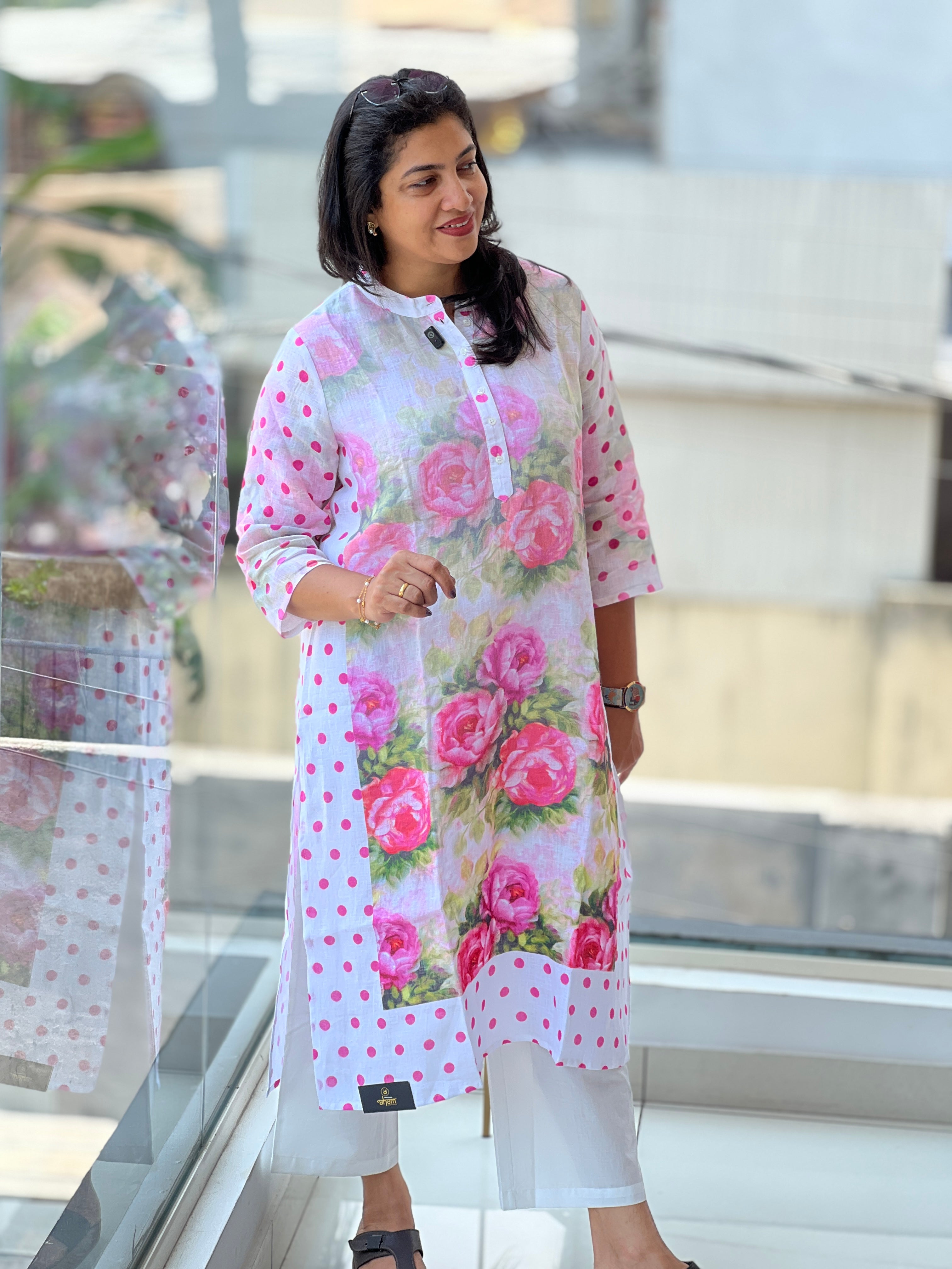Digital Printed Pure Linen Kurta Set | RAG109