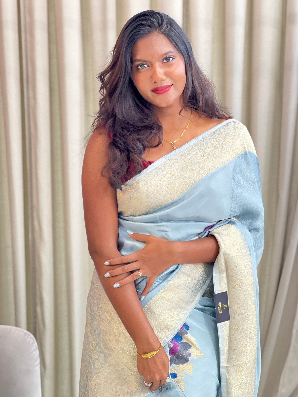 Embossed Pattern Crepe Silk  Saree | RS129